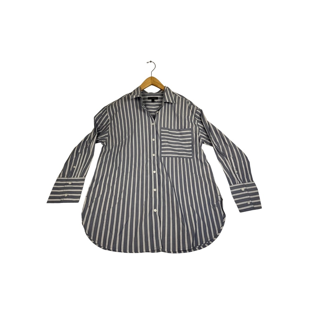 Banana Republic Blue White Striped Cotton Button Down Shirt Relaxed Fit Medium